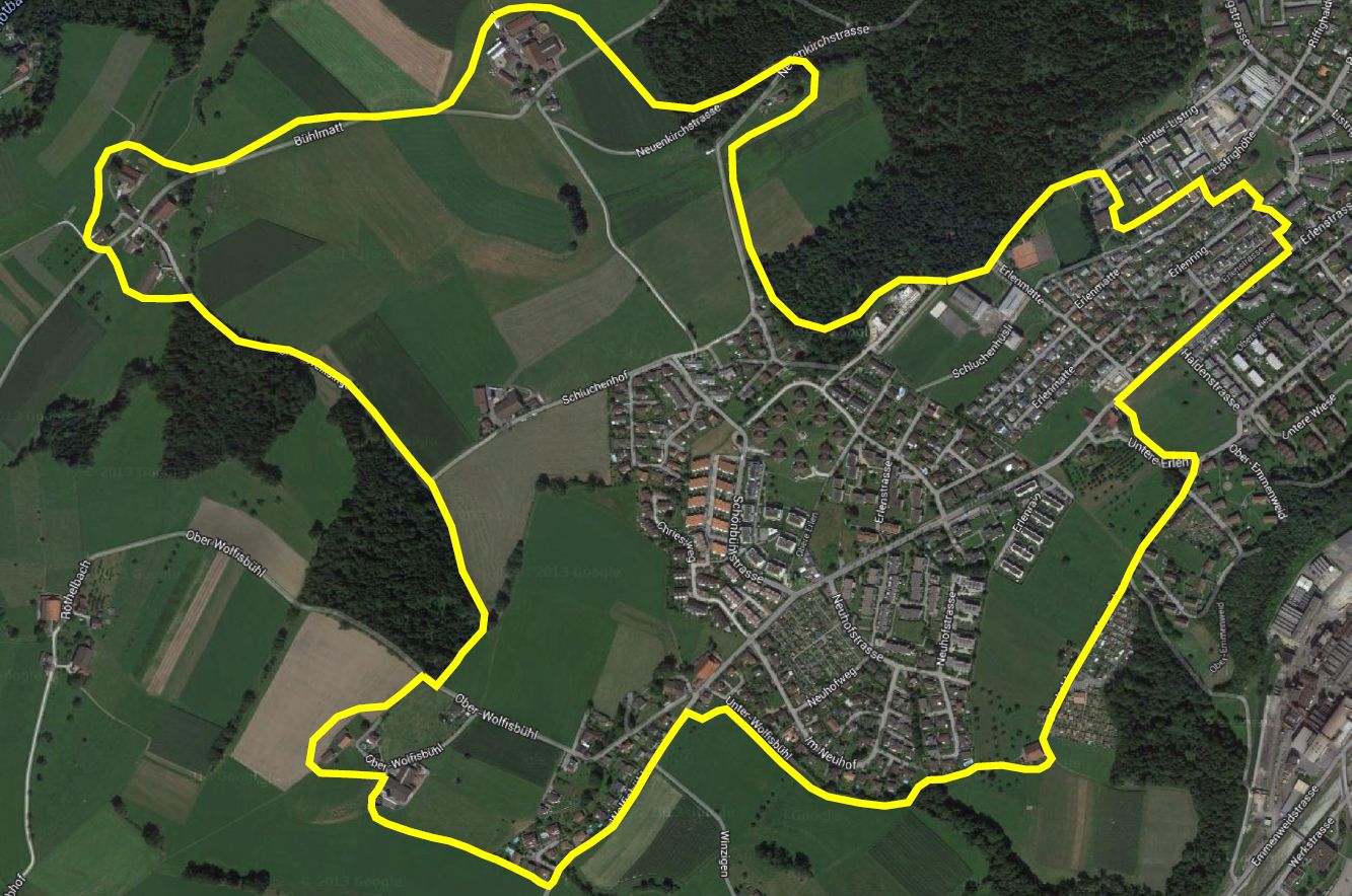 Einzugsgebiet Quartierverein Erlen Neuhof